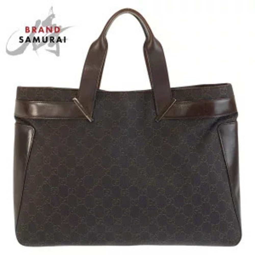 Gucci brown GG canvas leather tote bag Handbag